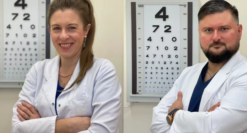 dr Ewelina Lachowicz i dr Wojciech Gosławski, okuliści II Kliniki Okulistyki USK-2, egzaminatorzy EBOD