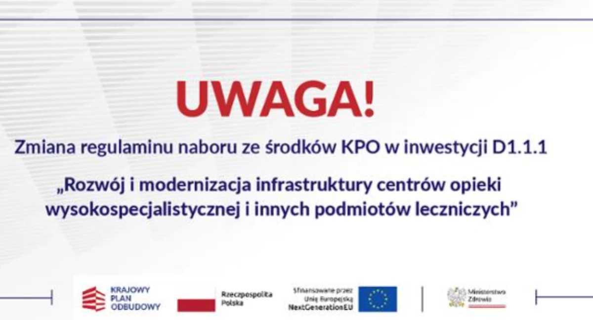 Zdrowe życie, Wydano komunikat zmianie regulaminu naboru inwestycji - zdjęcie, fotografia