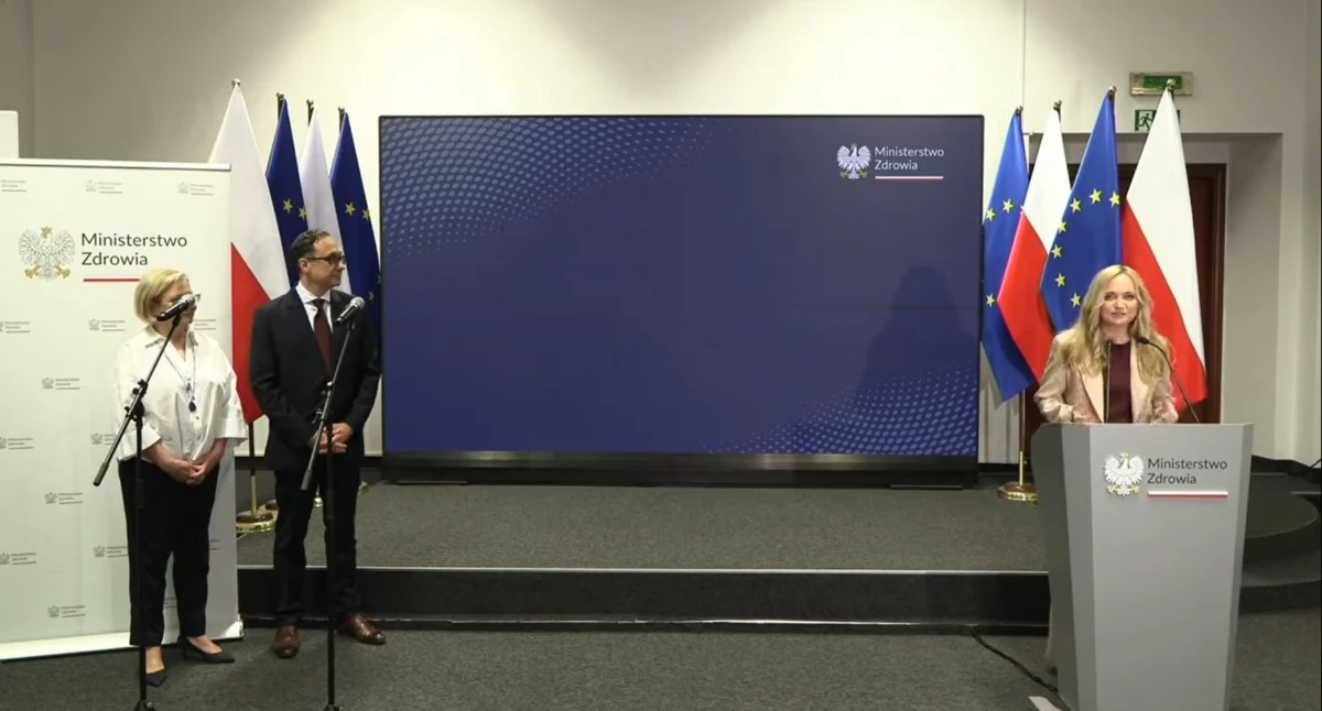 Beata Jagielska, Andrzej Nowakowski i Jolanta Sobierańska-Grenda. Foto. Screen MZ